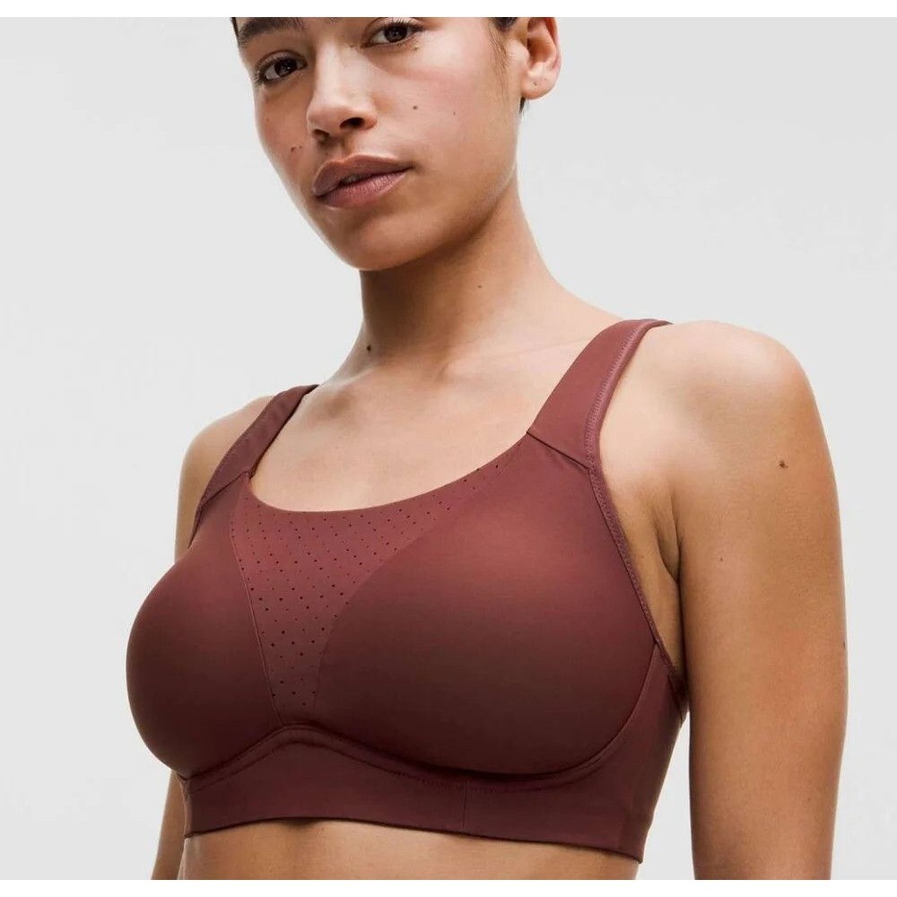 Lululemon Run Times Bra High Impact Support Size 34DD Red Merlot W2BN4S